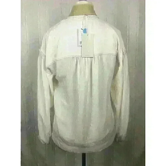 NWT! Joie Mirna Size S Gathered Crepe Porcelain Blouse 1/4 Button Balloon Sleeve - Picture 2 of 11